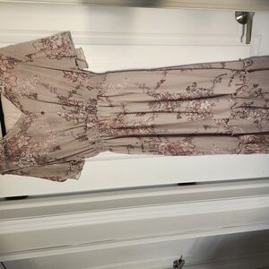 Floral Maxi Dress in Pink and Beige